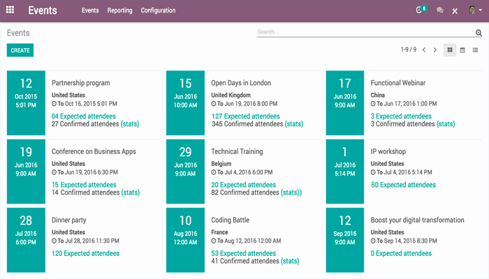 Phần mềm quản lý sự kiện chuyên nghiệp - Odoo